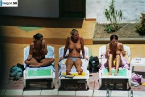 Girls sunbathe topless near the pool. Part 2. Thumbnail 35