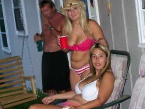 Luxurious blondes with magnificent breasts caress each other and expose themselves. Thumbnail 12