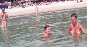 The girl showed boobs on vacation in the company of friends. Thumbnail 13