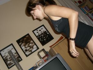 An appetizing student took off everything and showed a shaved pussy. Thumbnail 9