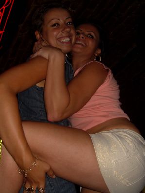 Playful mom and daughter show panties. Thumbnail 5