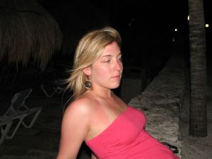 Charming blonde pulled down her blouse and bared boobs. Thumbnail 12