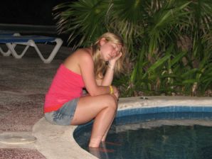 Charming blonde pulled down her blouse and bared boobs. Thumbnail 24