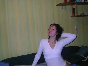 A naughty brunette with small breasts poses at the mirror. Thumbnail 7