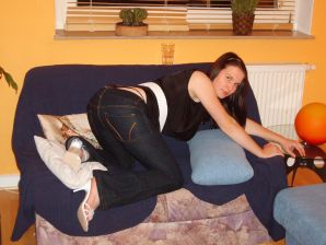 Role games of a bright brunette in a short skirt and her boyfriend. Thumbnail 5