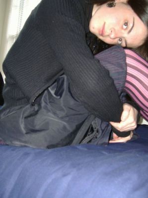 A girl with a furry pussy masturbates in front of a guy. Thumbnail 1
