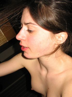 A girl with a furry pussy masturbates in front of a guy. Thumbnail 24