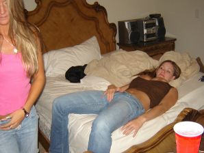 Boys licked a girlfriend's huge breasts at a party. Thumbnail 27