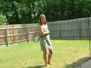 A blonde with a beautiful figure poses naked on the lawn. Part 3. Thumbnail 15