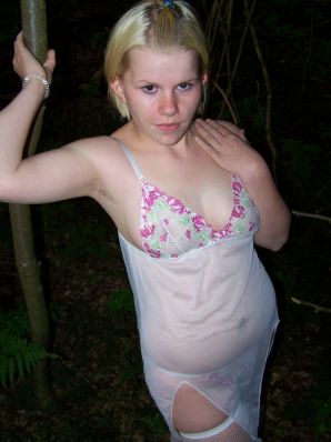 Appetizing magnificent blonde spread her legs right on the grass. Part 2. Thumbnail 19