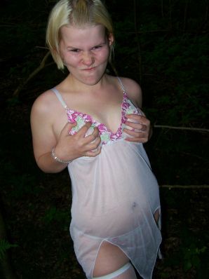 Appetizing magnificent blonde spread her legs right on the grass. Part 2. Thumbnail 23