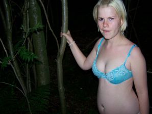 Appetizing magnificent blonde spread her legs right on the grass. Part 2. Thumbnail 32