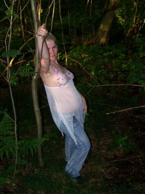 Appetizing magnificent blonde spread her legs right on the grass. Part 2. Thumbnail 5