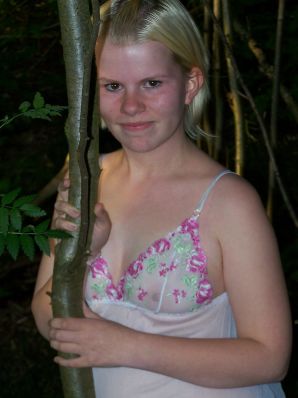 Appetizing magnificent blonde spread her legs right on the grass. Part 2. Thumbnail 7