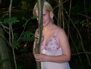 Appetizing magnificent blonde spread her legs right on the grass. Part 2. Thumbnail 8