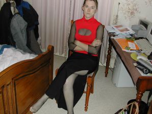 A blonde with a thin waist poses in front of her husband in the car and at home. Part 3. Thumbnail 7