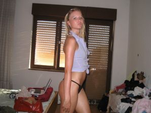 A young blonde in stockings spreads her legs on the couch. Part 3. Thumbnail 41